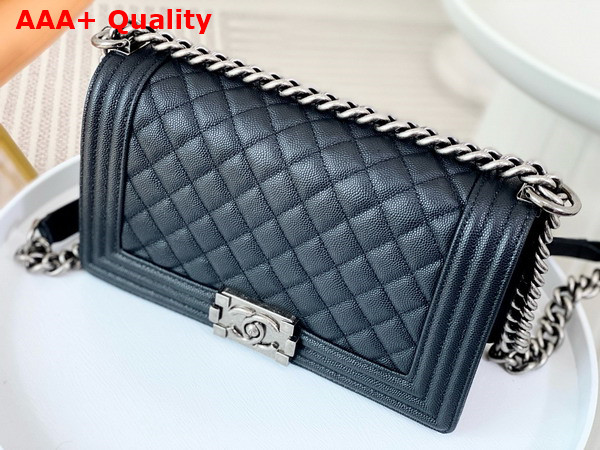 Chanel Boy Chanel Handbag in Black Grained Calfskin Ruthenium Finish Metal A67086 Replica