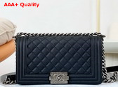 Chanel Boy Chanel Handbag in Black Grained Calfskin Ruthenium Finish Metal A67086 Replica