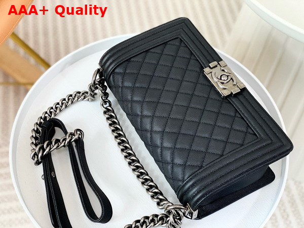 Chanel Boy Chanel Handbag in Black Grained Calfskin Ruthenium Finish Metal A67086 Replica