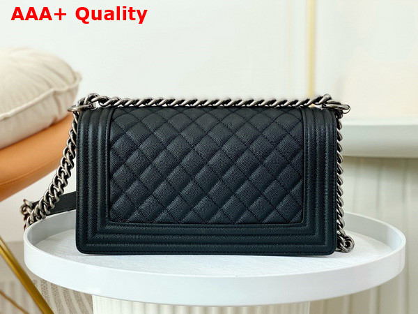 Chanel Boy Chanel Handbag in Black Grained Calfskin Ruthenium Finish Metal A67086 Replica