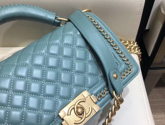 Chanel Boy Chanel Flap Bag with Handle Baby Blue Lambskin