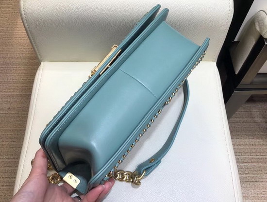 Chanel Boy Chanel Flap Bag with Handle Baby Blue Lambskin