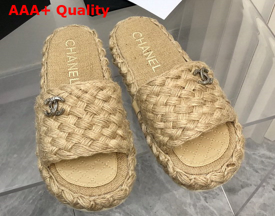 Chanel Braided Mules in Apricot Cotton Replica