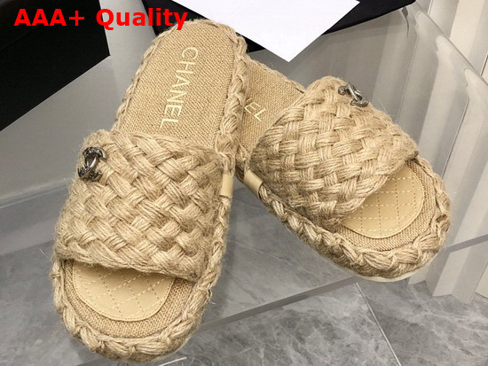 Chanel Braided Mules in Apricot Cotton Replica