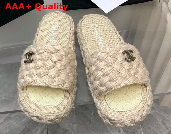 Chanel Braided Mules in Beige Cotton Replica