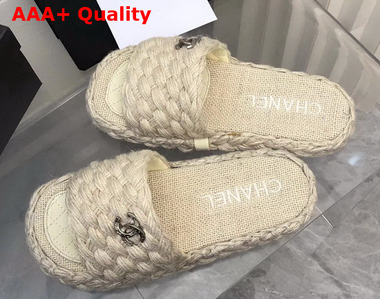 Chanel Braided Mules in Beige Cotton Replica