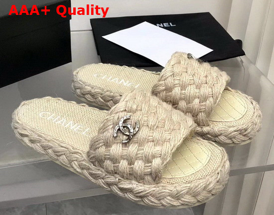 Chanel Braided Mules in Beige Cotton Replica