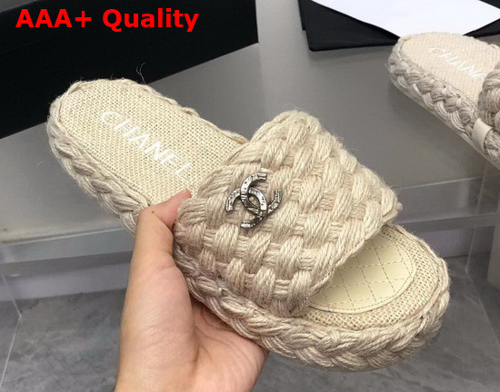 Chanel Braided Mules in Beige Cotton Replica