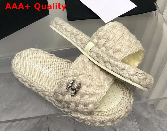 Chanel Braided Mules in Beige Cotton Replica