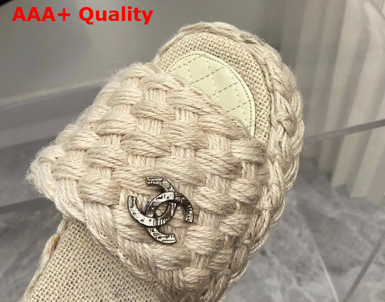 Chanel Braided Mules in Beige Cotton Replica