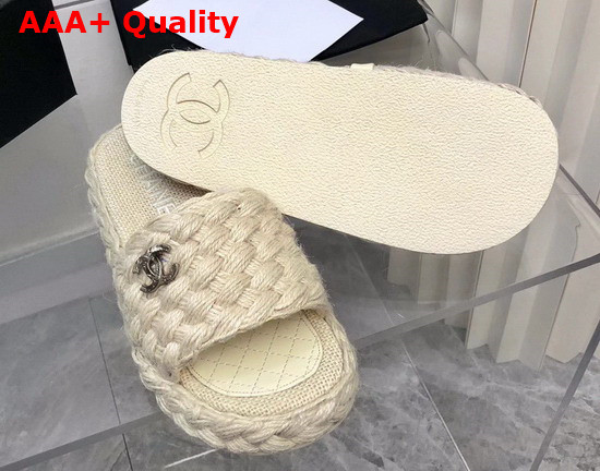 Chanel Braided Mules in Beige Cotton Replica