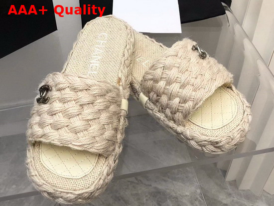 Chanel Braided Mules in Beige Cotton Replica