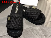 Chanel Braided Mules in Black Cotton Replica