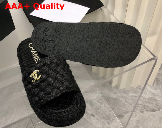 Chanel Braided Mules in Black Cotton Replica