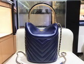 Chanel Bucket Bag Navy Blue Lambskin