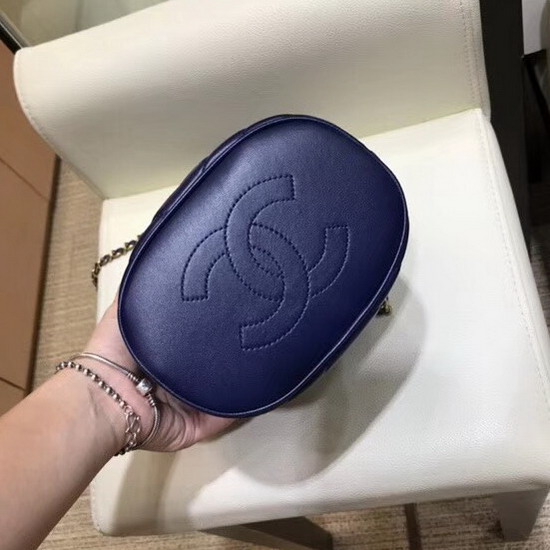 Chanel Bucket Bag Navy Blue Lambskin