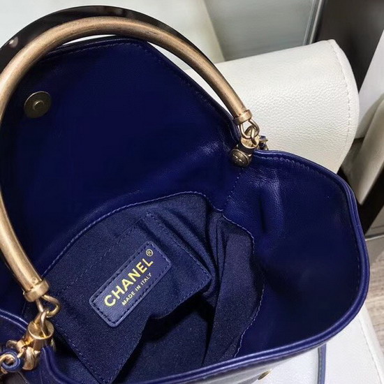 Chanel Bucket Bag Navy Blue Lambskin