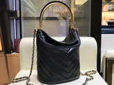 Chanel Bucket Bag in Black Chevron Lambskin Gold Tone Metal A57861