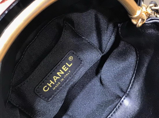 Chanel Bucket Bag in Black Chevron Lambskin Gold Tone Metal A57861