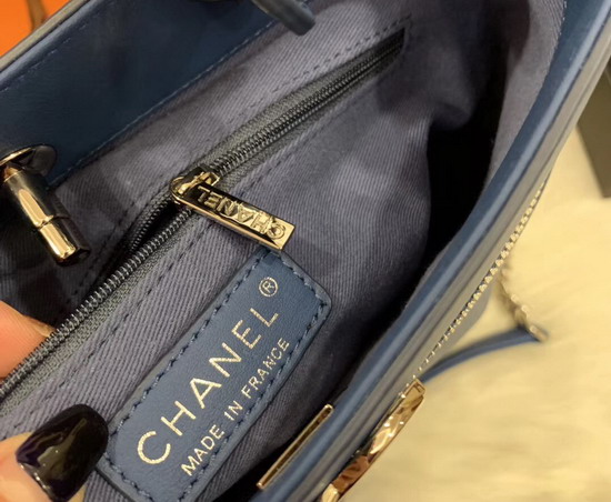 Chanel Bucket Bag in Blue Calfskin AS0577