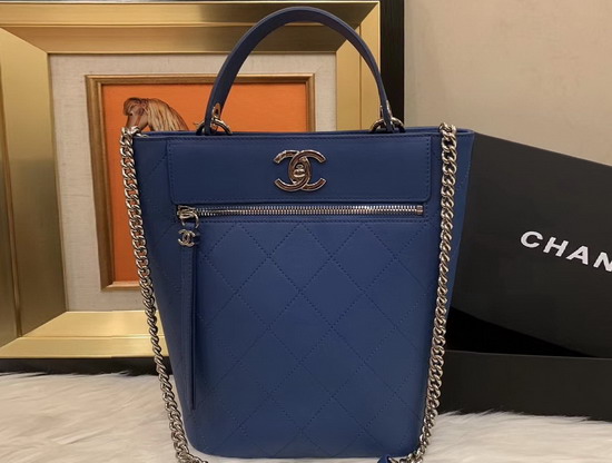 Chanel Bucket Bag in Blue Calfskin AS0577