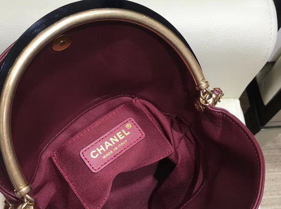 Chanel Bucket Bag in Burgundy Chevron Lambskin Gold Tone Metal