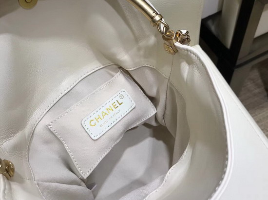 Chanel Bucket Bag in White Chevron Lambskin