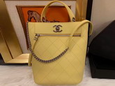 Chanel Bucket Bag in Yellow Calfskin AS0577