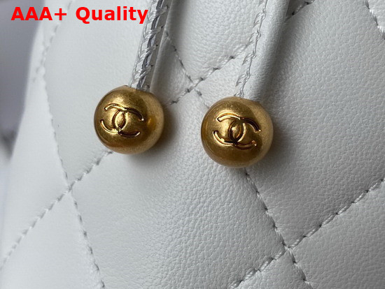 Chanel Bucket with Chain Lambskin Imitation Pearls Gold Tone Metal White Ref AP2257 Replica