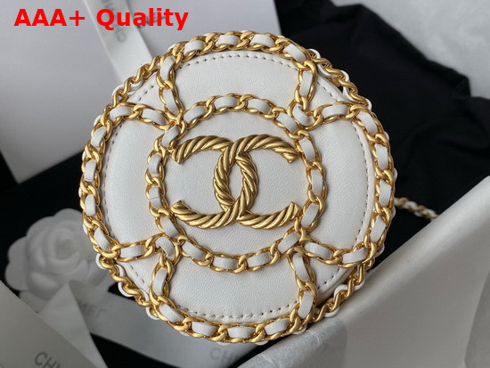 Chanel Bucket with Chain Lambskin Imitation Pearls Gold Tone Metal White Ref AP2257 Replica