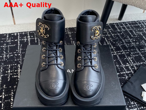 Chanel Buckle Short Boots in Black Calfskin Replica