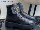 Chanel Buckle Short Boots in Black Calfskin Replica