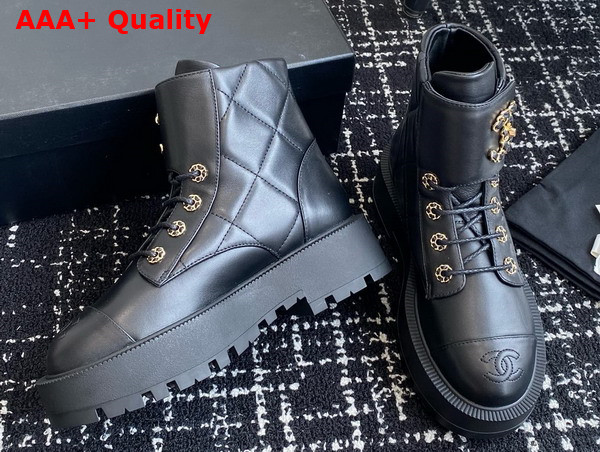 Chanel Buckle Short Boots in Black Calfskin Replica