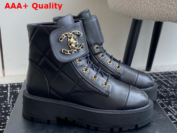 Chanel Buckle Short Boots in Black Calfskin Replica