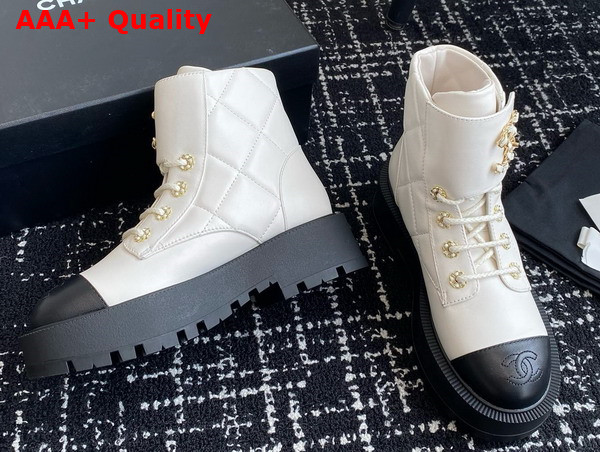 Chanel Buckle Short Boots in White Calfskin Replica