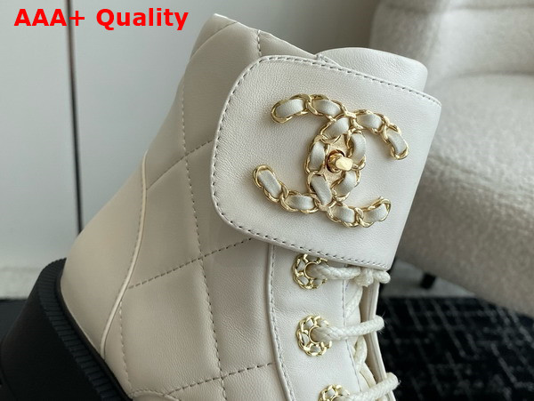 Chanel Buckle Short Boots in White Calfskin Replica