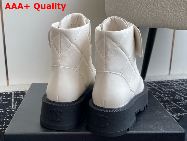 Chanel Buckle Short Boots in White Calfskin Replica