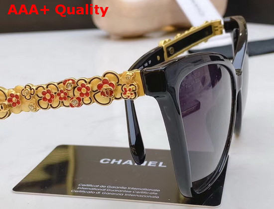 Chanel Butterfly Sunglasses Camelia Decoration Black Replica