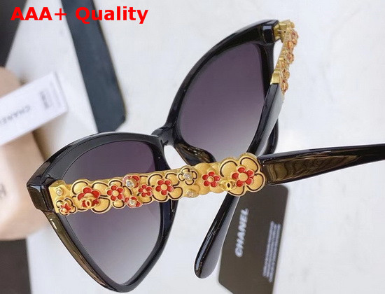 Chanel Butterfly Sunglasses Camelia Decoration Black Replica