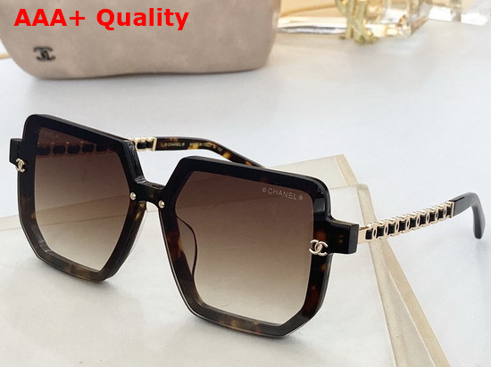 Chanel CC Detail Square Frame Sunglasses in Black Replica