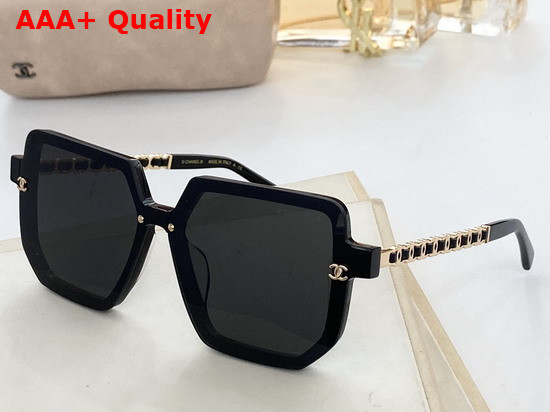 Chanel CC Detail Square Frame Sunglasses in Black Replica