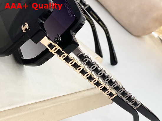 Chanel CC Detail Square Frame Sunglasses in Black Replica