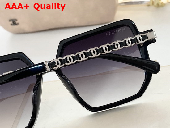 Chanel CC Detail Square Frame Sunglasses in Black Replica