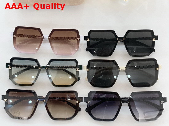 Chanel CC Detail Square Frame Sunglasses in Black Replica