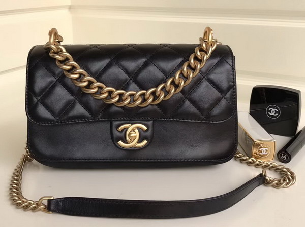 Chanel Calfskin Cosmopolite Flap Bag in Black For Sale