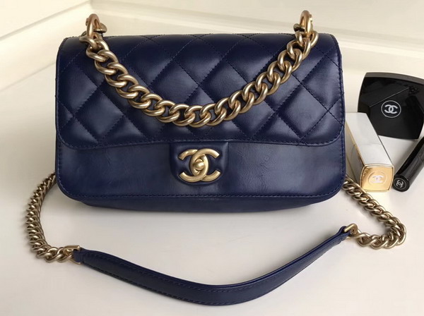 Chanel Calfskin Cosmopolite Flap Bag in Navy Blue For Sale