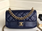 Chanel Calfskin Cosmopolite Flap Bag in Navy Blue For Sale