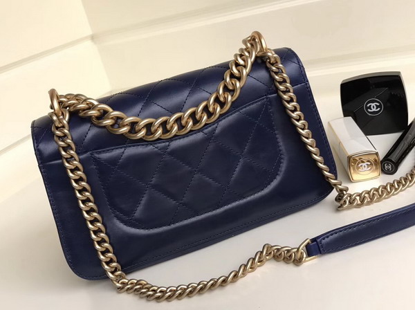 Chanel Calfskin Cosmopolite Flap Bag in Navy Blue For Sale