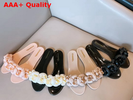 Chanel Camelia Mules in Black PVC Replica