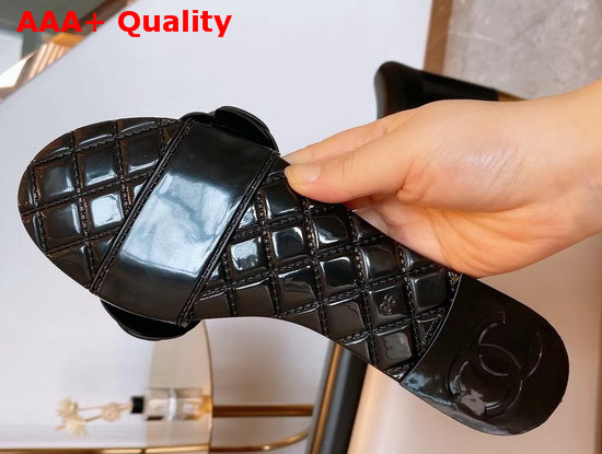 Chanel Camelia Mules in Black PVC Replica